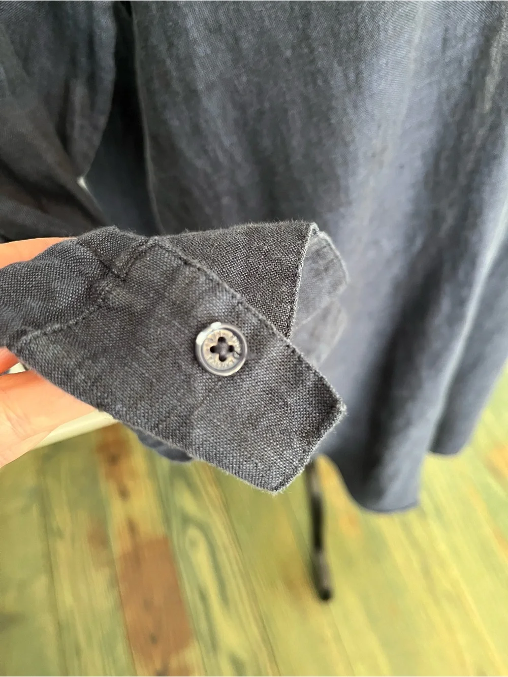 Roots 100% linen Navy Long-Sleeve Button-Front Shirt Dress - Picture 4 of 9